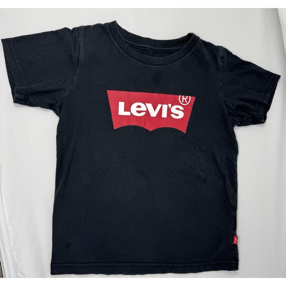LEVI'S Youth Classic Batwing Short Sleeve T-shirt Size 7 Black Cotton
